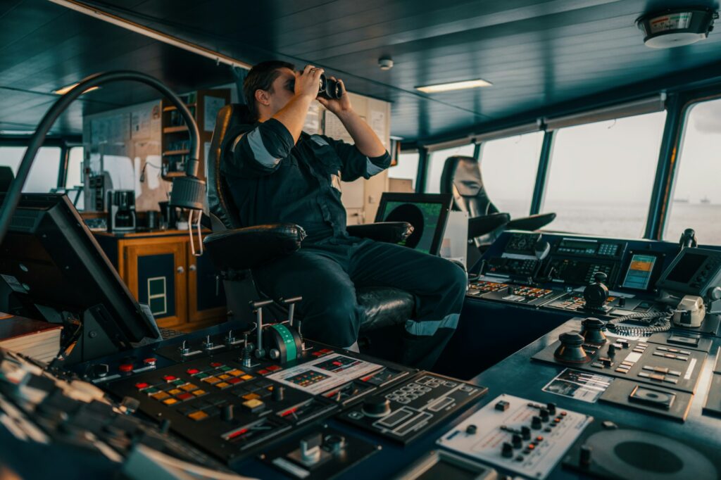 Marine navigational officer during navigational watch on Bridge